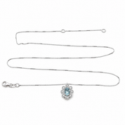 Collana con ciondolo - 18 carati Oro bianco- 0.84ct. tw. Acquamarina - Diamante - Made in Italy - HandMade