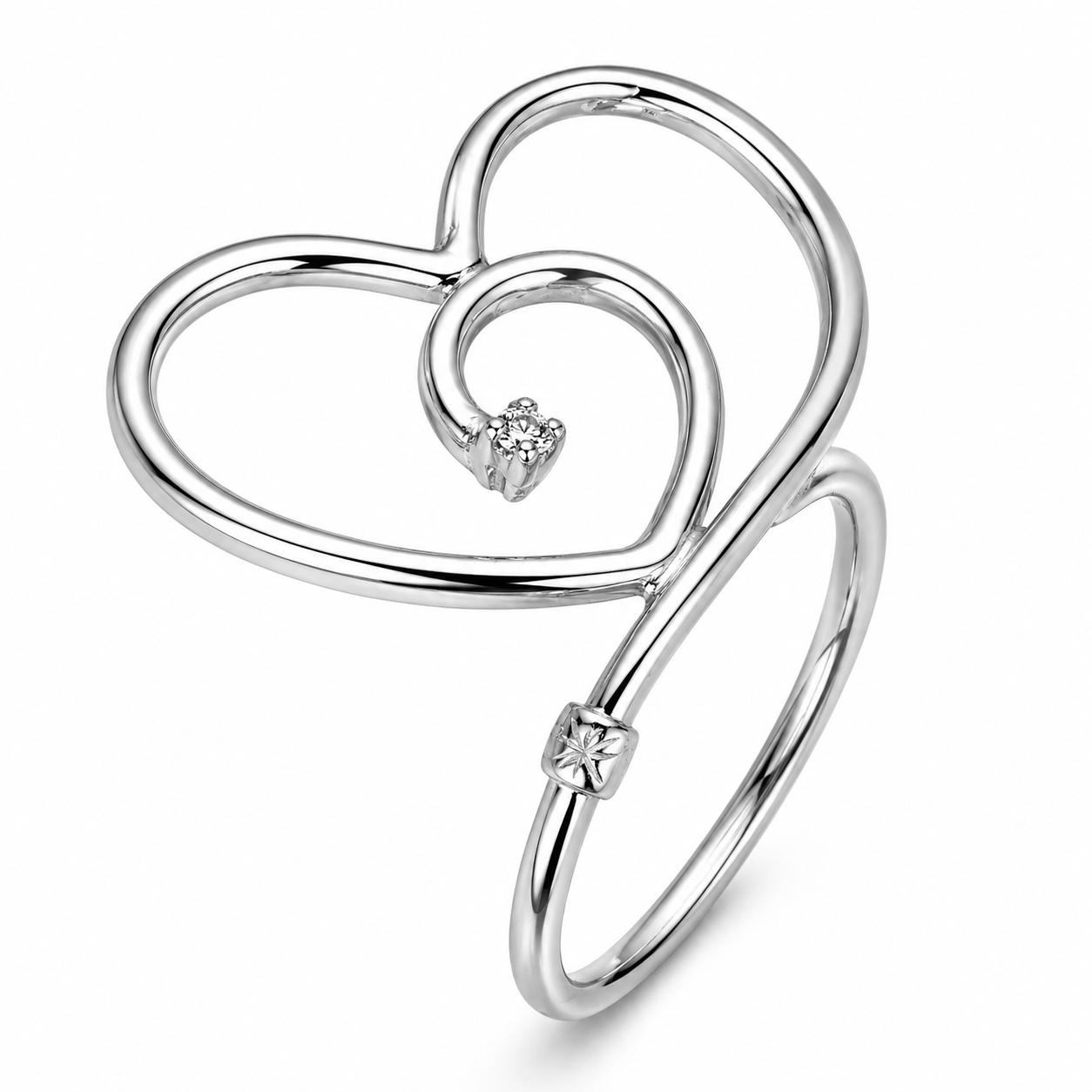 Anello - 18 carati Oro bianco - 0.01ct. tw. Diamante (Naturale)