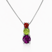 Collana con ciondolo - 18 carati Oro bianco, Granato - Ametista - Peridoto - 0.85ct. tw.