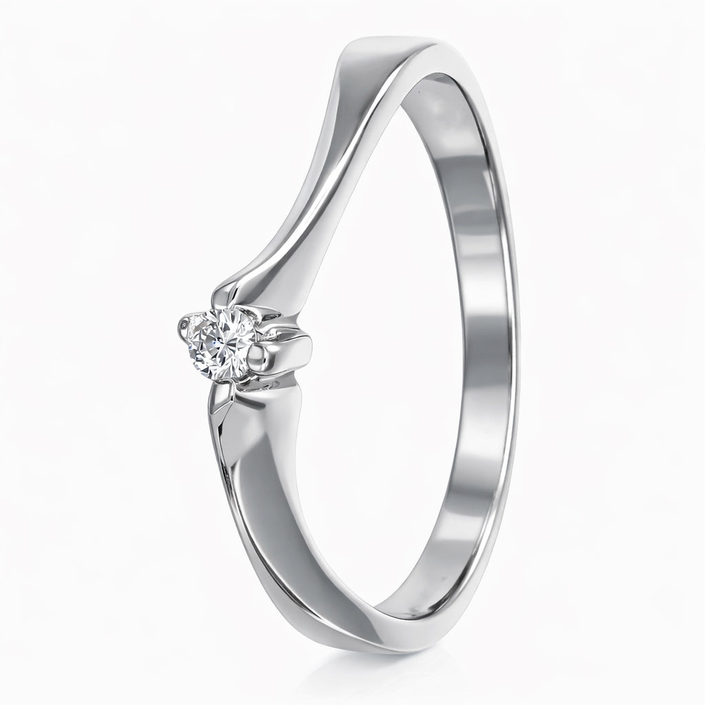 Anello - 18 carati Oro bianco - 0.04ct. tw. Diamante (Naturale)