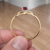 Anello - 18 carati Oro giallo, Oro bianco Rubino - Diamante