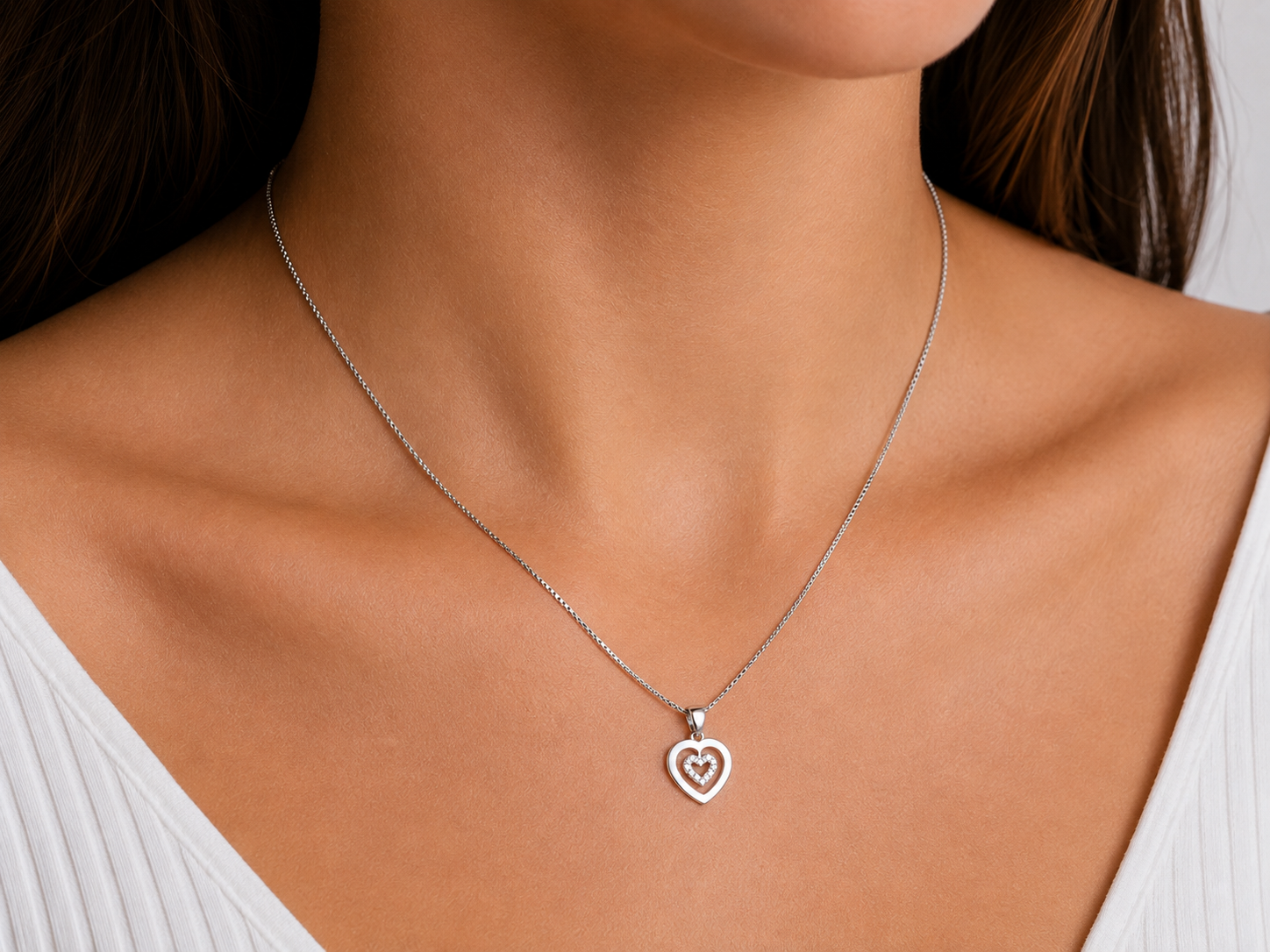 Collana con ciondolo - 18 carati Oro bianco - 0.45ct. tw. Diamante - Made in Italy - Handmade