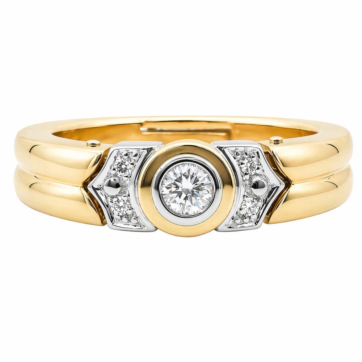 Anello - 18 carati Oro bianco, Oro giallo - 0.19ct. tw. Diamante (Naturale)