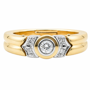 Anello - 18 carati Oro bianco, Oro giallo - 0.19ct. tw. Diamante (Naturale)