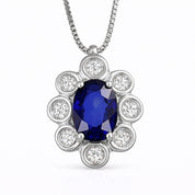 Collana con ciondolo - 18 carati Oro bianco - 1.16ct. tw. Zaffiro - Diamante