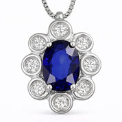 Collana con ciondolo - 18 carati Oro bianco - 1.16ct. tw. Zaffiro - Diamante