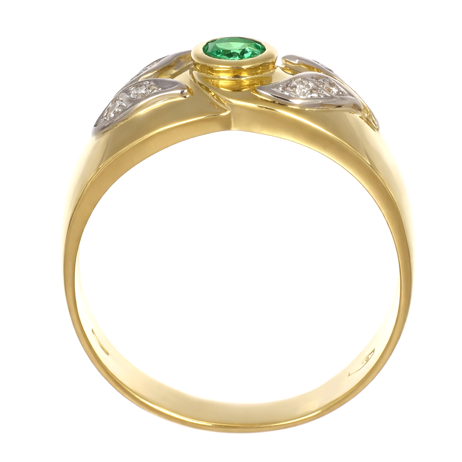 Anello - 18 carati Oro bianco, Oro giallo - 0.42ct. tw. Smeraldo - Diamante