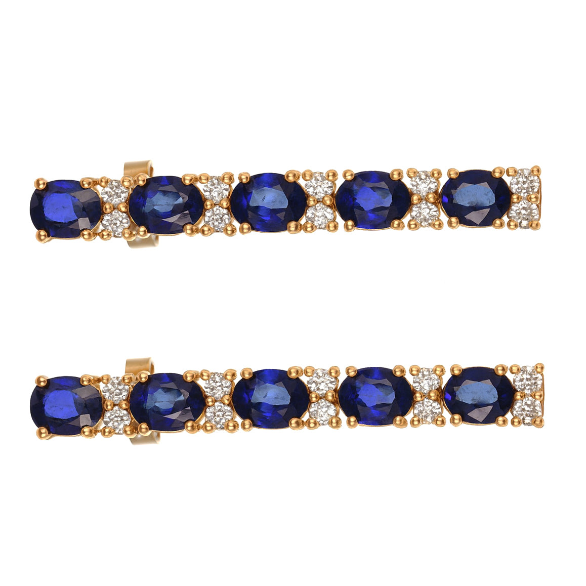 Orecchini - 18 carati Oro bianco, Oro rosa - 3.30ct. tw. Zaffiro - Diamante