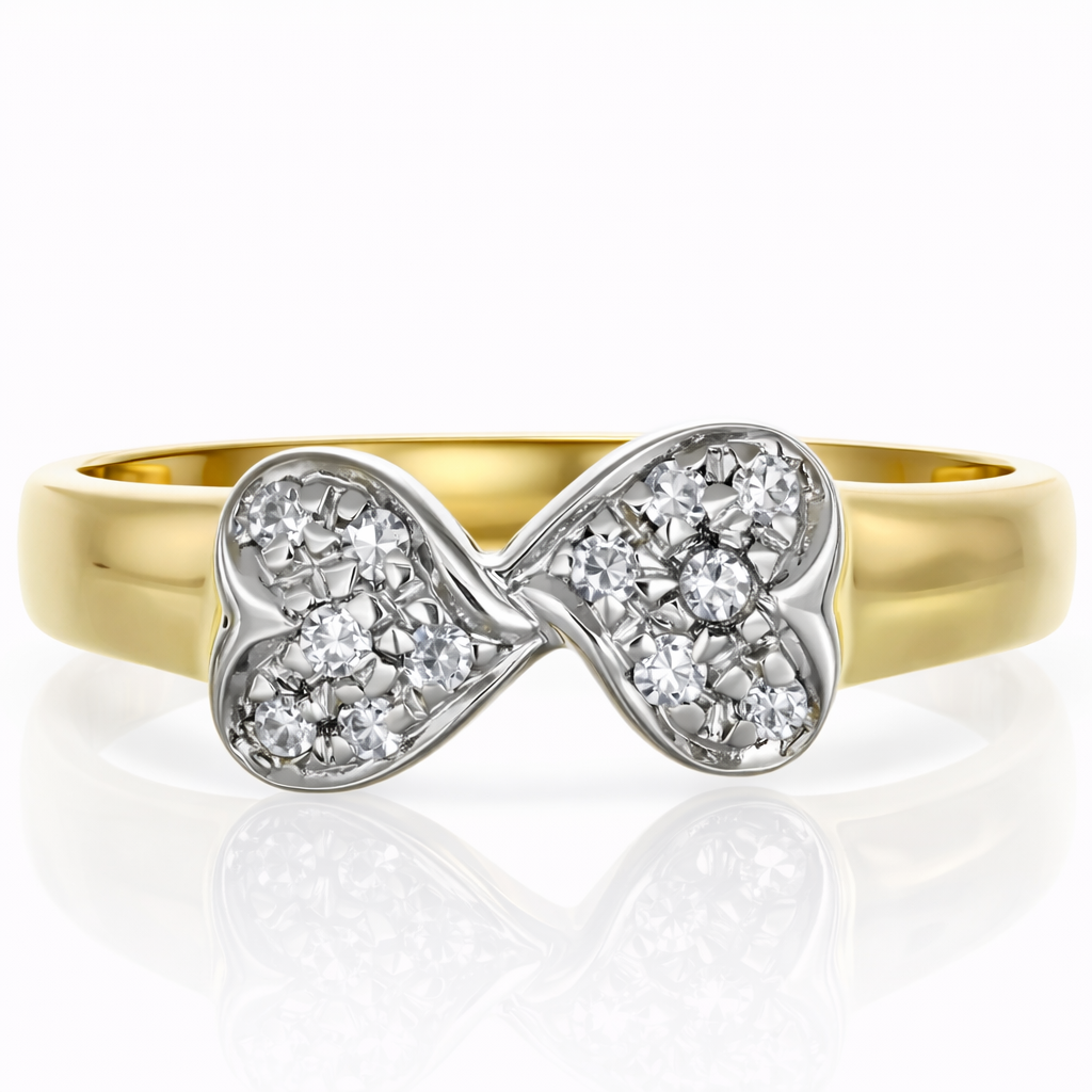 Anello - 18 carati Oro bianco, Oro giallo - 0.12ct. tw. Diamante (Naturale)