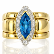 Anello - 18 carati Oro bianco, Oro giallo - 1.01ct. tw. Topazio - Diamante
