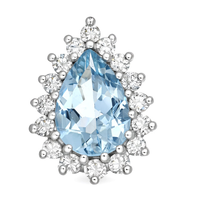 Orecchini - 18 carati Oro bianco - 1.66ct. tw. Acquamarina - Diamante
