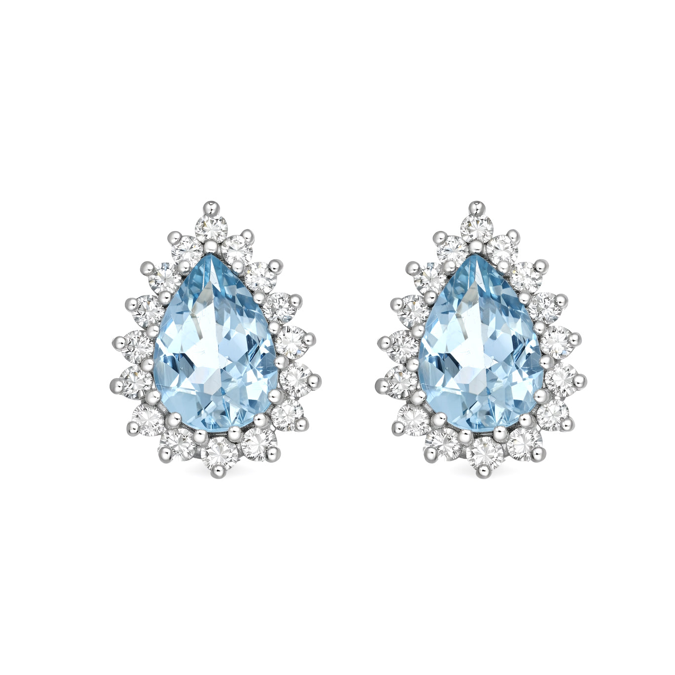Orecchini - 18 carati Oro bianco - 1.66ct. tw. Acquamarina - Diamante