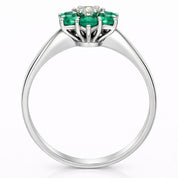 Anello - 18 carati Oro bianco - 0.85ct. tw. Smeraldo - Diamante