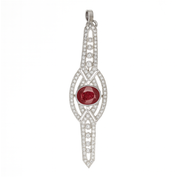 Spilla - 18 carati Oro bianco - 3.79ct. tw. Rubino - Diamante