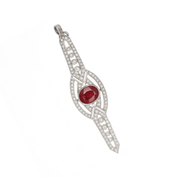 Spilla - 18 carati Oro bianco - 3.79ct. tw. Rubino - Diamante