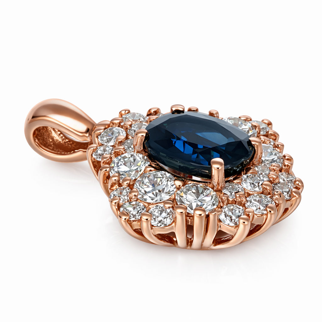 Ciondolo - 18 carati Oro rosa - 1.45ct. tw. Zaffiro - Diamante