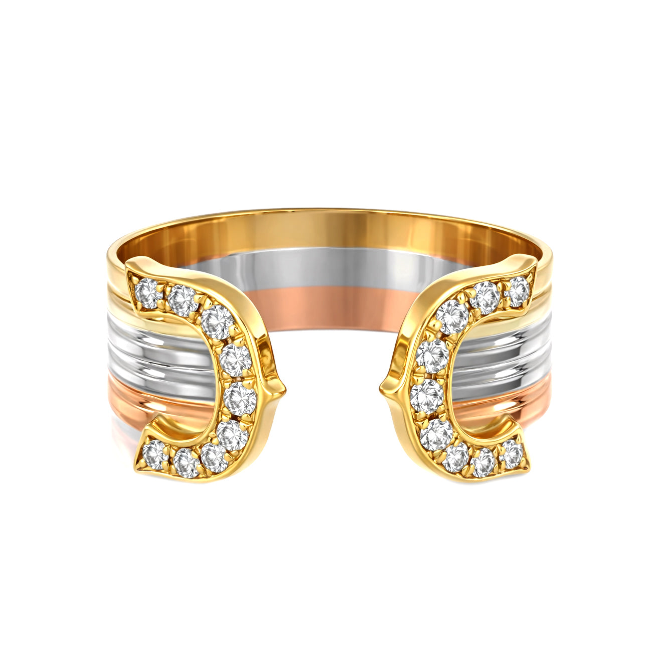 Anello - 18 carati Oro bianco, Oro giallo, Oro rosa - 0.18ct. tw. Diamante (Naturale)