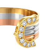 Anello - 18 carati Oro bianco, Oro giallo, Oro rosa - 0.18ct. tw. Diamante (Naturale)
