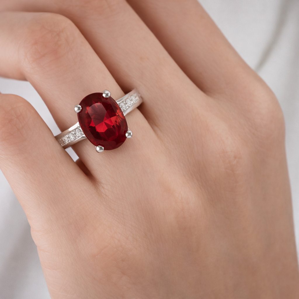 Anello - 18 carati Oro bianco - 2.73ct. tw. Tormalina - Diamante