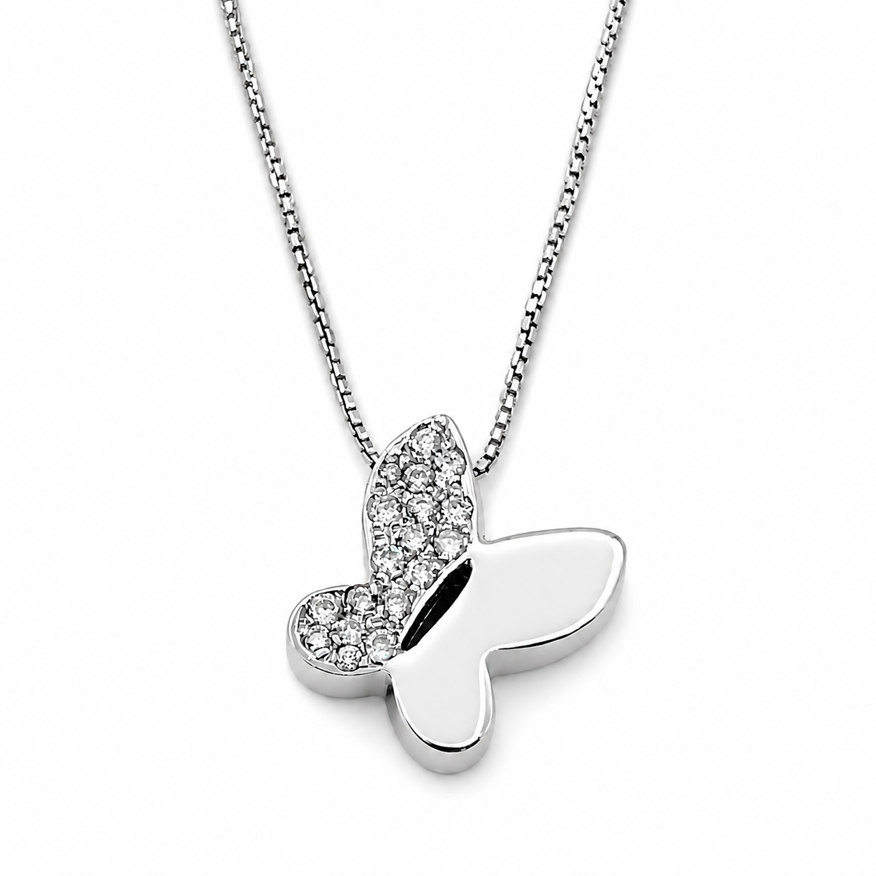 Collana con ciondolo - 18 carati Oro bianco - 0.17ct. tw. Diamante (Naturale) - Made in Italy - Handmade