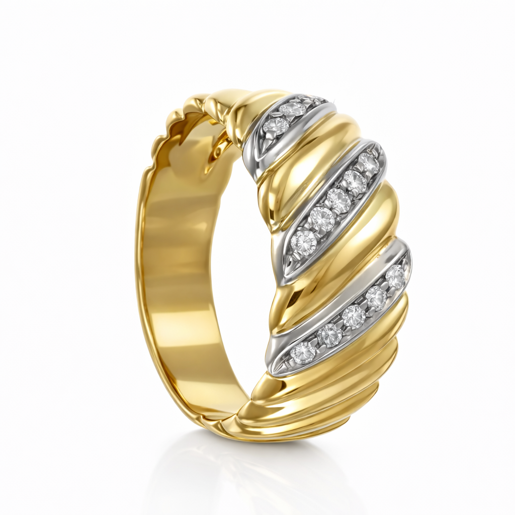 Anello - 18 carati Oro bianco, Oro giallo - 0.225ct. tw. Diamante (Naturale)