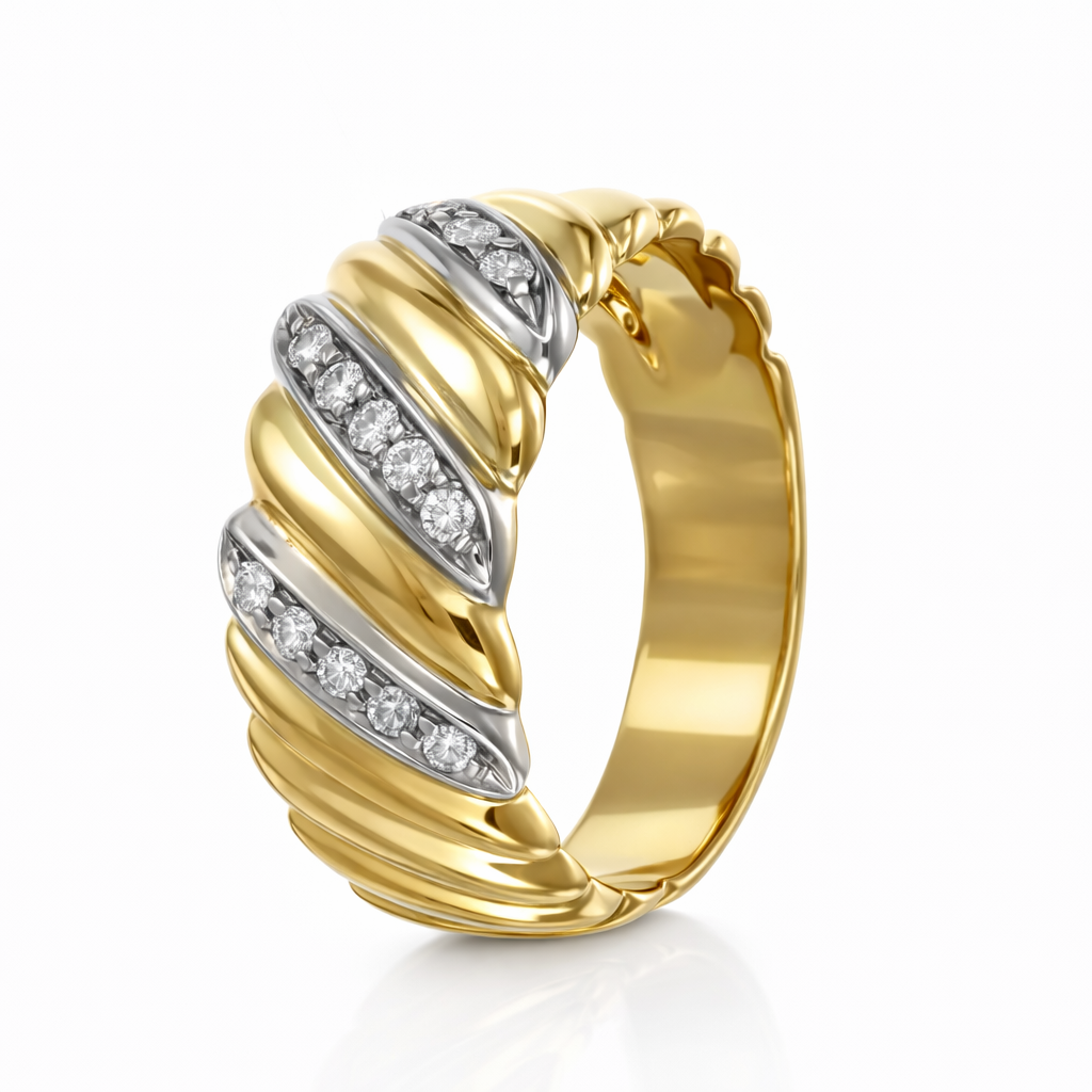 Anello - 18 carati Oro bianco, Oro giallo - 0.225ct. tw. Diamante (Naturale)