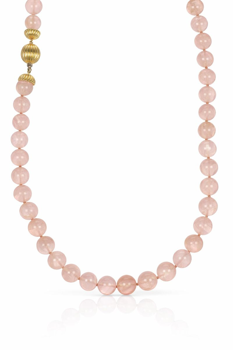 Collana - 18 carati Oro giallo, Quarzo rosa