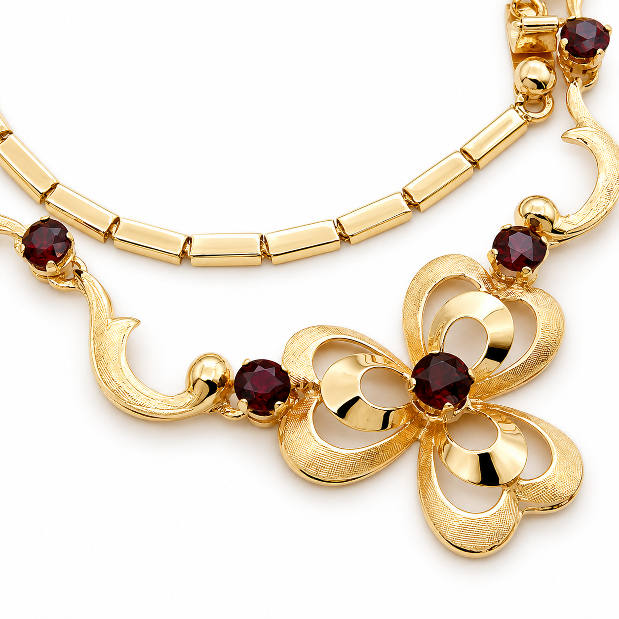 Collana - 18 carati Oro giallo - 1.65ct. tw. Granato - Made in Italy - Handmade
