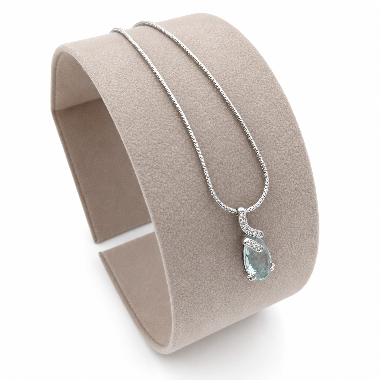 Collana con ciondolo - 18 carati Oro bianco - 2.59ct. tw. Acquamarina - Diamante - Made in Italy - Handmade