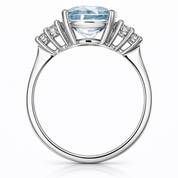 Anello - 18 carati Oro bianco Acquamarina - Diamante