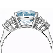 Anello - 18 carati Oro bianco Acquamarina - Diamante
