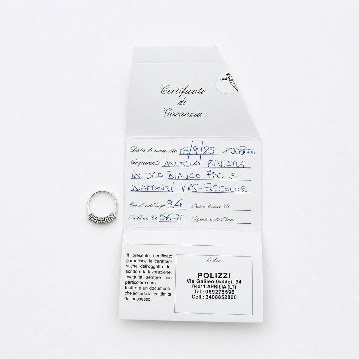 Anello - 18 carati Oro bianco - 0.56ct. tw. Diamante (Naturale) - Made in Italy - Handmade