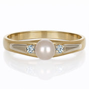Anello - 18 carati Oro bianco, Oro giallo - 0.06ct. tw. Topazio - Perla