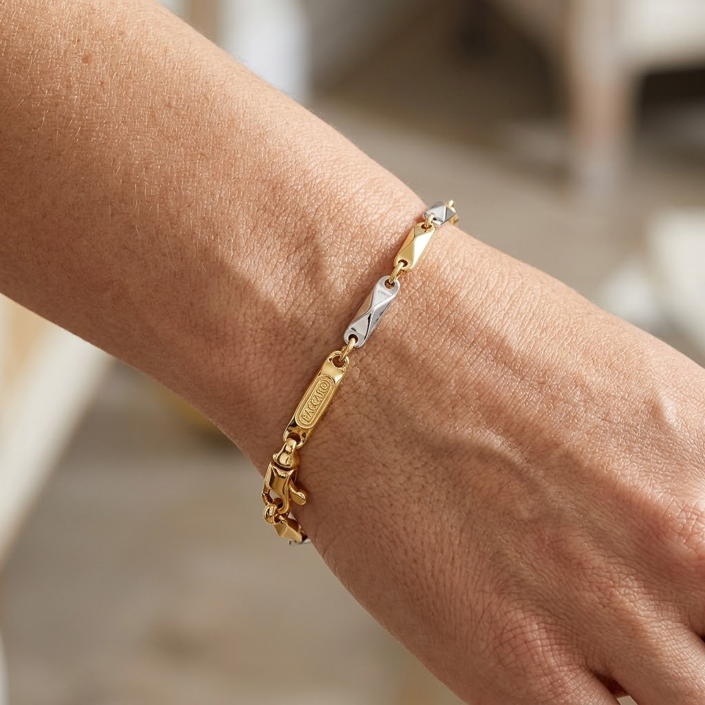 Bracciale - 18 carati Oro giallo, Oro bianco - Made in Italy - Handmade