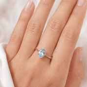 Anello - 18 carati Oro bianco - 0.04ct. tw. Diamante (Naturale) - Acquamarina
