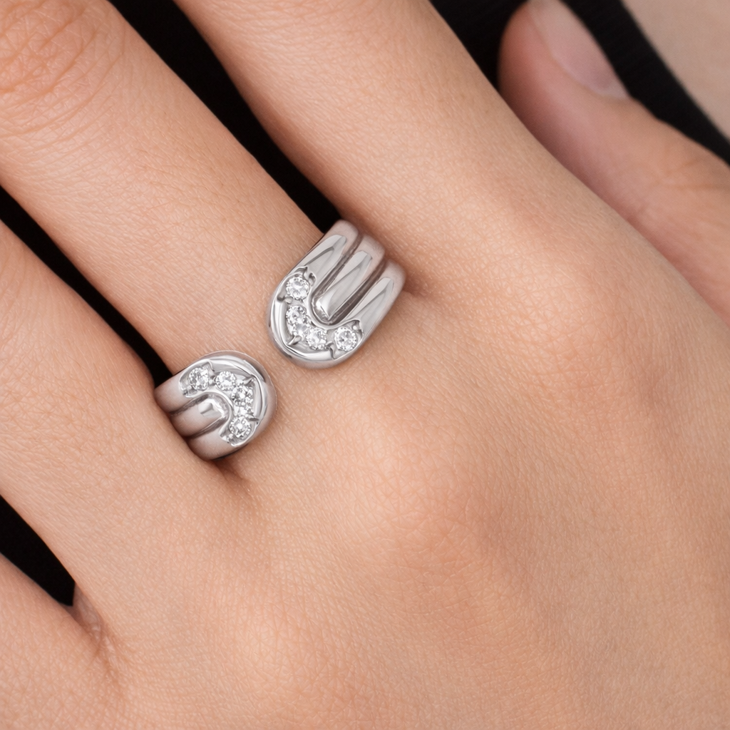Anello - 18 carati Oro bianco - 0.09ct. tw. Diamante (Naturale)