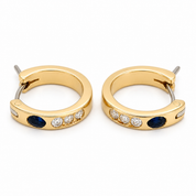 Orecchini - 18 carati Oro giallo - 0.16ct. tw. Zaffiro - Diamante - Made in Italy - Handmade