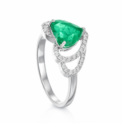 Anello - 18 carati Oro bianco - 2.15ct. tw. Smeraldo - Diamante