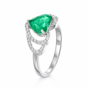 Anello - 18 carati Oro bianco - 2.15ct. tw. Smeraldo - Diamante