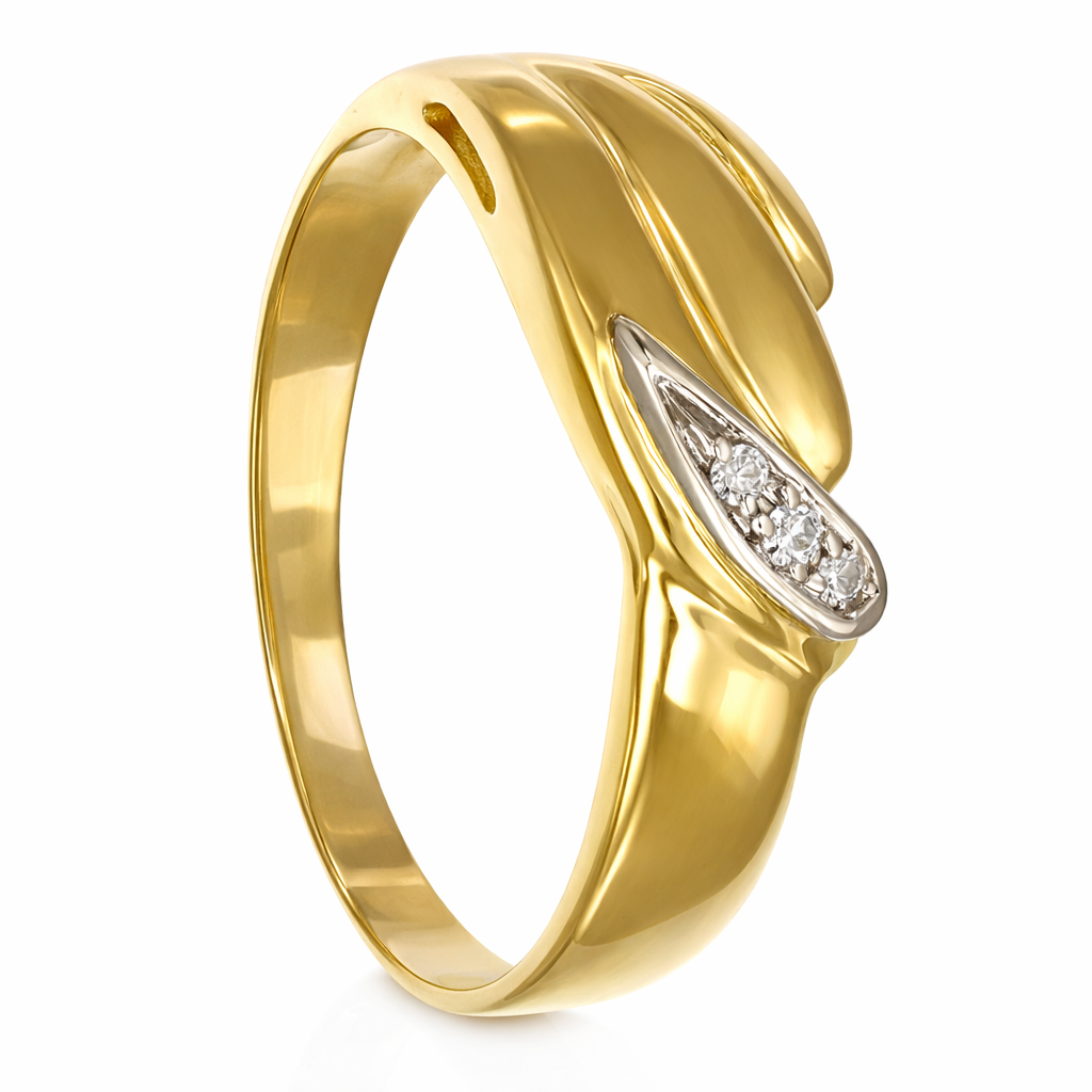 Anello - 18 carati Oro bianco, Oro giallo - 0.05ct. tw. Diamante (Naturale)