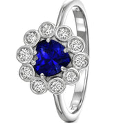 Anello - 18 carati Oro bianco Zaffiro - Diamante