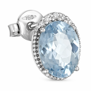 Orecchini - 18 carati Oro bianco Acquamarina - Diamante