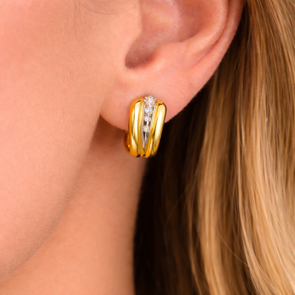 Orecchini da donna in oro giallo e oro bianco 18 carati