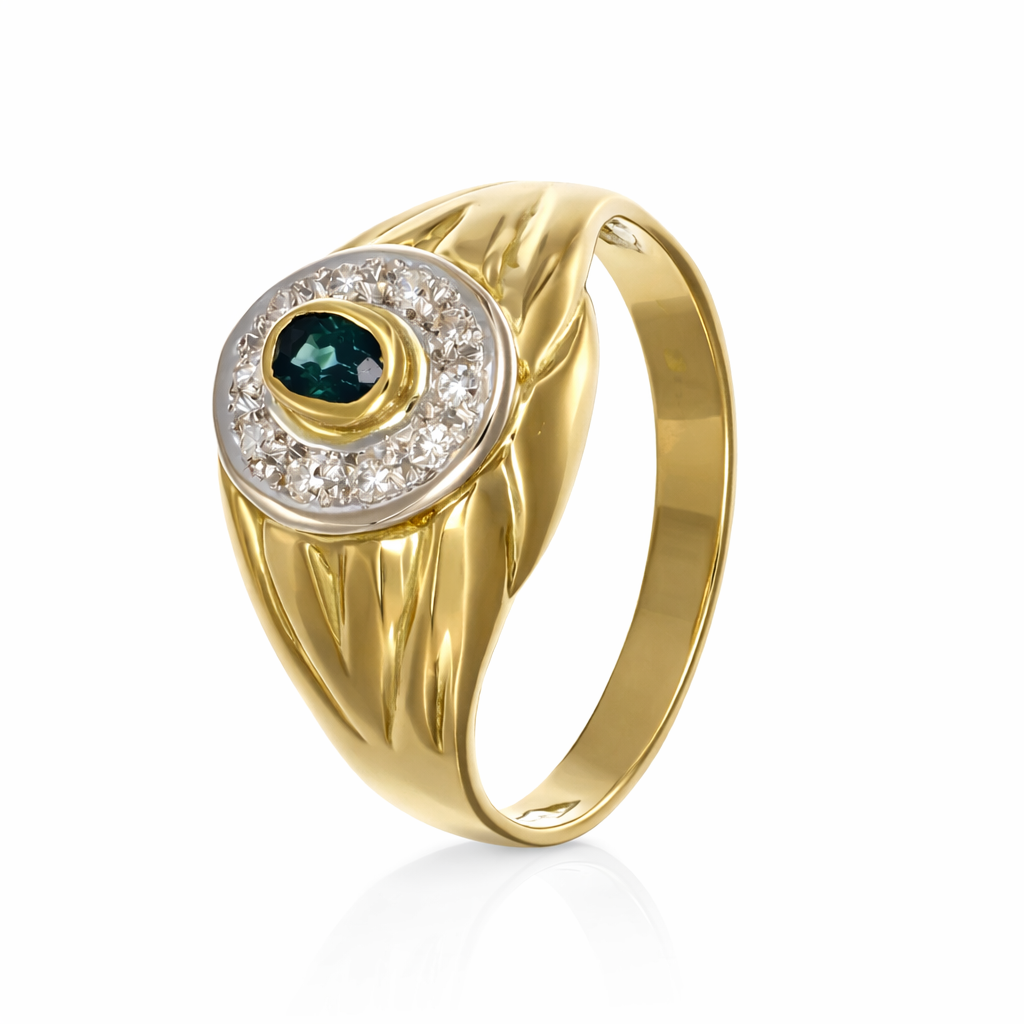 Anello - 18 carati Oro bianco, Oro giallo - 0.23ct. tw. Zaffiro - Diamante