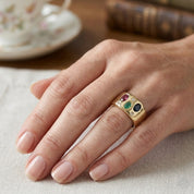 Anello - 18 carati Oro giallo, Zaffiro - Rubino -Smeraldo - Diamante - 0.88ct. tw.