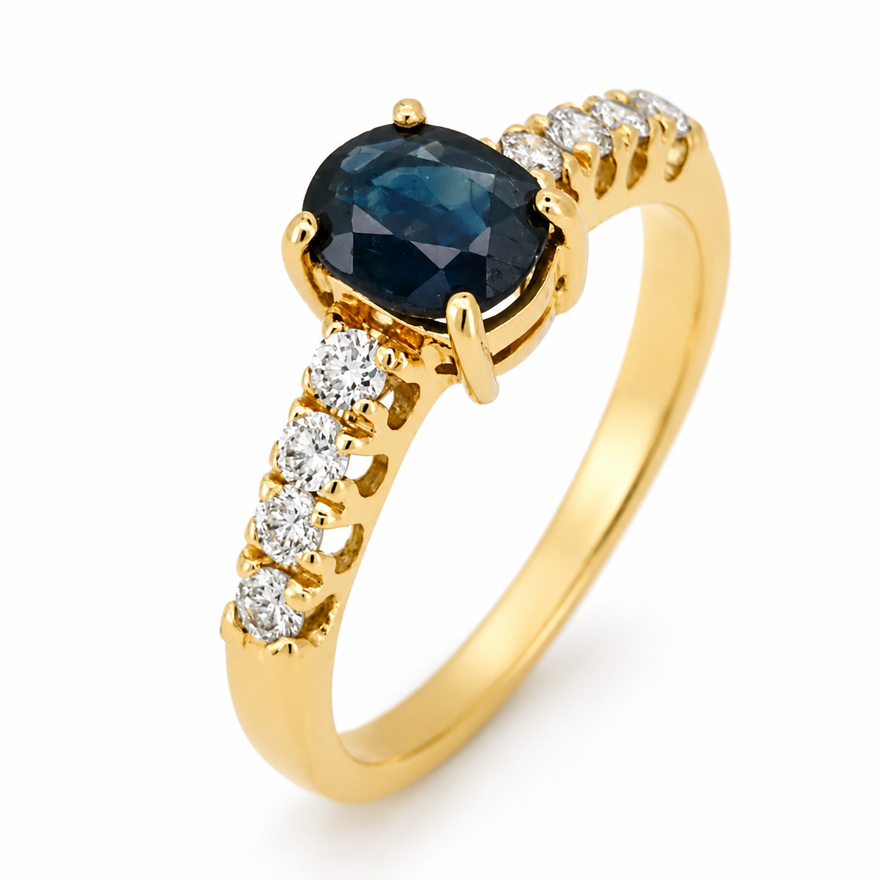 Anello - 18 carati Oro giallo - 0.74ct. tw. Zaffiro - Diamante - Made in Italy - Handmade