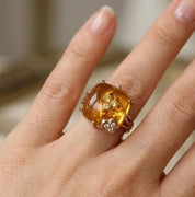 Anello - 18 carati Oro giallo - 8.12ct. tw. Topazio - Diamante