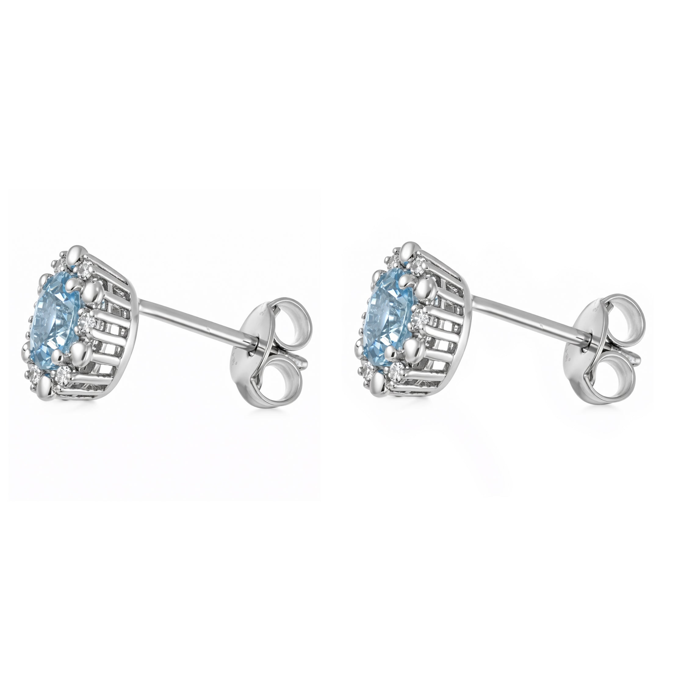 Orecchini - 18 carati Oro bianco - 0.62ct. tw. Acquamarina - Diamante
