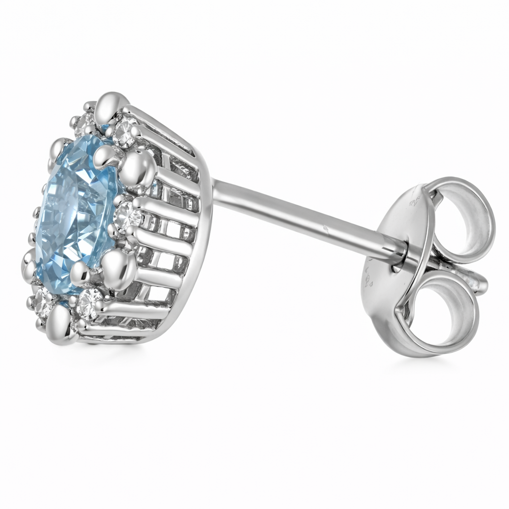 Orecchini - 18 carati Oro bianco - 0.62ct. tw. Acquamarina - Diamante