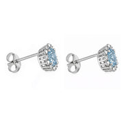 Orecchini - 18 carati Oro bianco - 0.62ct. tw. Acquamarina - Diamante